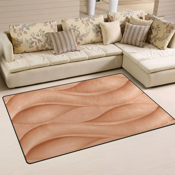 Wave Pattern Design Soft Polyester Area Rug 31''x20'', Non Slip, Memory Foam, Water Absorbent