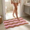 thumbnail image 1 of Wave Pattern Flocked Bath Mat, Non Slip Bathroom Rug with Latex Backing, Soft Absorbent Shower Mat, Washable Floor Carpet for Bathroom and Laundry Room, 1 of 7
