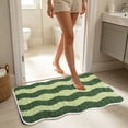 thumbnail image 1 of Wave Pattern Flocked Bath Mat, Non Slip Bathroom Rug with Latex Backing, Soft Absorbent Shower Mat, Washable Floor Carpet for Bathroom and Laundry Room, 1 of 6