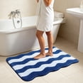 thumbnail image 1 of Wave Pattern Flocked Bath Mat, Non Slip Bathroom Rug with Latex Backing, Soft Absorbent Shower Mat, Washable Floor Carpet for Bathroom and Laundry Room, 1 of 7