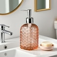 thumbnail image 1 of Wave Pattern Glass Soap Dispenser Refillable Pump Bottle for Shower Gel or Hand Wash, 1 of 6