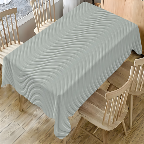 Wave Pattern Rectangle Tablecloth 55x77.1 Inches Soft Gray Textured Design for Dining Table Desk Coffee Table Banquet Party Outdoor Use