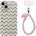 thumbnail image 1 of Wave Pattern Small Fresh Beaded Chain Phone Case with or without Beaded Chain, Multiple Styles for iPhone 15 14 13 12 11 Pro Max Plus X XS XR 7 8 Phone Cases (A4,iPhone 15 Pro), 1 of 7