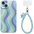 thumbnail image 1 of Wave Pattern Small Fresh Beaded Chain Phone Case with or without Beaded Chain, Multiple Styles for iPhone 15 14 13 12 11 Pro Max Plus X XS XR 7 8 Phone Cases (A2,iPhone 13 Pro Max), 1 of 8