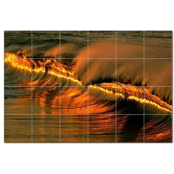 Wave Photo Ceramic Tile Mural Kitchen Backsplash Bathroom Shower 406278-S64