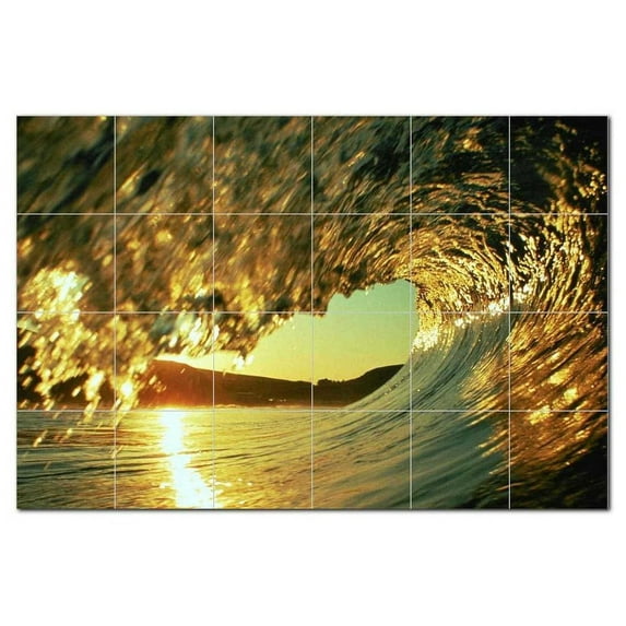 Wave Photo Ceramic Tile Mural Kitchen Backsplash Bathroom Shower 406288-S64