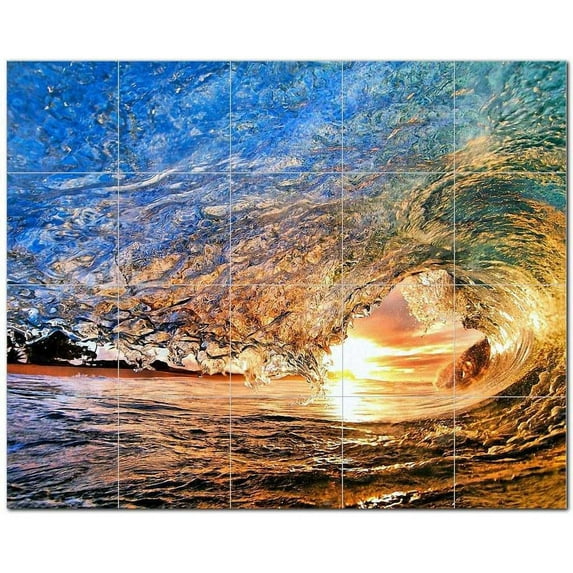 Wave Photo Ceramic Tile Mural Kitchen Backsplash Bathroom Shower 406293-M54