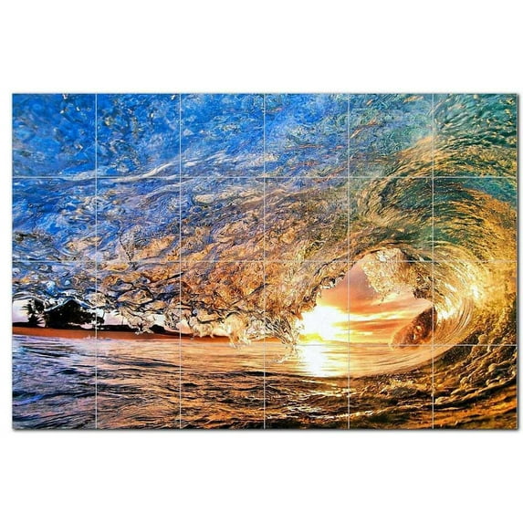 Wave Photo Ceramic Tile Mural Kitchen Backsplash Bathroom Shower 406293-M64