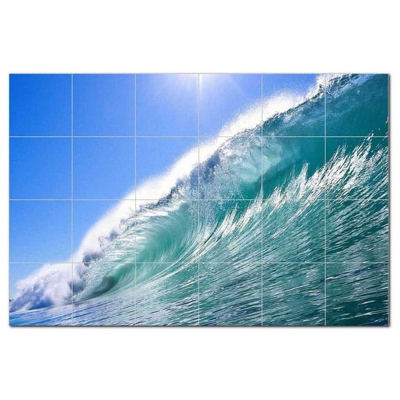 Wave Picture Ceramic Tile Mural Kitchen Backsplash Bathroom Shower 406298-M64