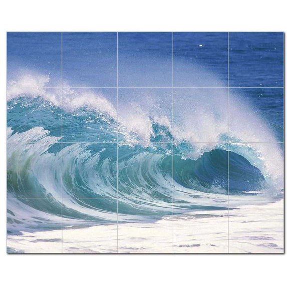 Wave Picture Ceramic Tile Mural Kitchen Backsplash Bathroom Shower 406304-XL54