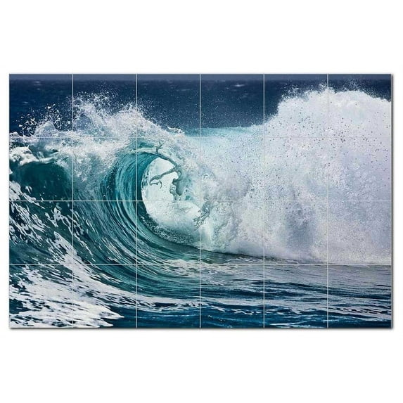 Wave Picture Ceramic Tile Mural Kitchen Backsplash Bathroom Shower 406313-S64