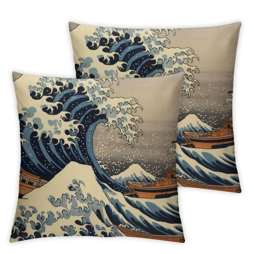 Wave Pillow Case, Japanese Hokusai The Great Wave of Kanagawa Cotton ...