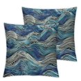 thumbnail image 1 of Wave Pillows Ocean Sea Water Gradient Blue Beach Waves Lines Stripes Throw Pillow Cover Decorative Pillow Case Square Cushion Accent, 1 of 7