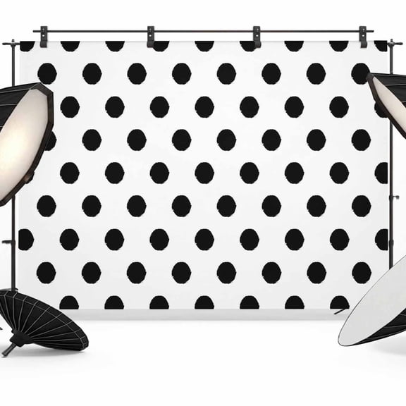 Wave Point Black Backdrop for Photography, Fabric Photo Background Backdrop, Modern Minimalist Geometric Photo Booth Background for Portrait Photoshoot Video Wedding Studio Decoration Banner 7x5ft