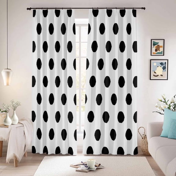 Wave Point Black Blackout Curtains for Bedroom/Living Room, Pinch Pleated Black Out Curtains, Modern Minimalist Geometric Room Darkening Window Drapes with Hooks 2 Panels, 59"x70"