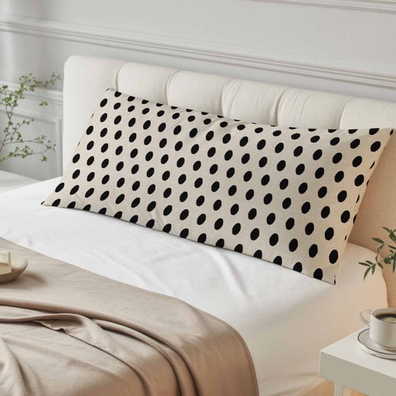 Wave Point Black Body Pillow Cover, Pillowcase Protectors with Zipper, Breathable Decorative Throw Pillow Case Cover, Modern Minimalist Geometric on Linen Pillow Shams for Couch Sofa 20x54Inch
