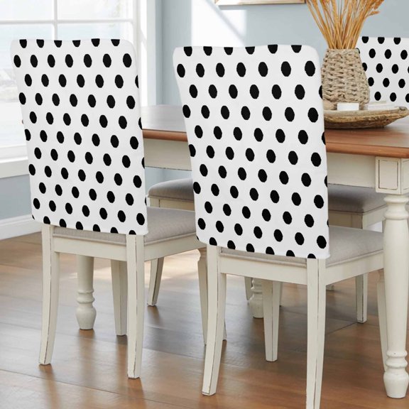 Wave Point Black Chair Back Covers, Modern Minimalist Geometric Removable Chair Covers for Dining Chairs Set of 8, Washable Chairs Slipcovers Back Seat Protector for Wedding Party 19"x20"