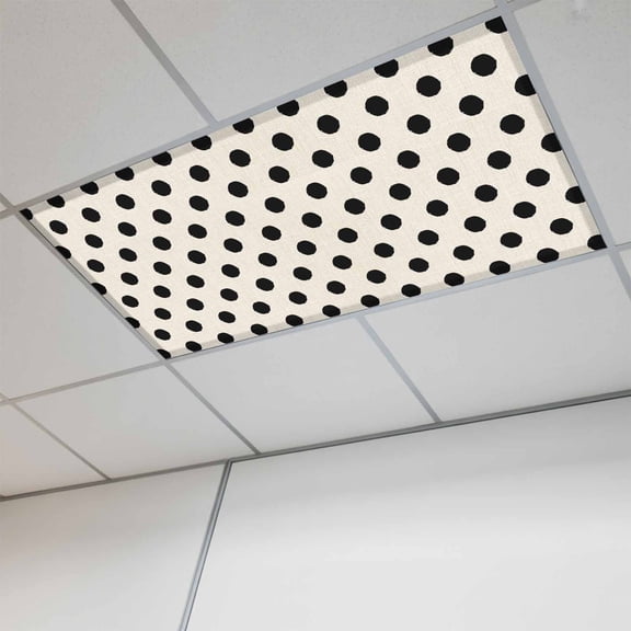 Wave Point Black Magnetic Fluorescent Light Covers for Ceiling Lights 2x4Ft, Modern Minimalist Geometric on Linen Office Classroom Kitchen Drop Ceiling Light Covers Lighting Filters Shade Panel 1Pack