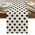 thumbnail image 1 of Wave Point Black Table Runner - 120 Inch Long, Kitchen Dining Table Runner Dresser Scarves, Modern Minimalist Geometric on Linen Farmhouse Decor for Coffee Tables Wedding Party Banquet, 1 of 8