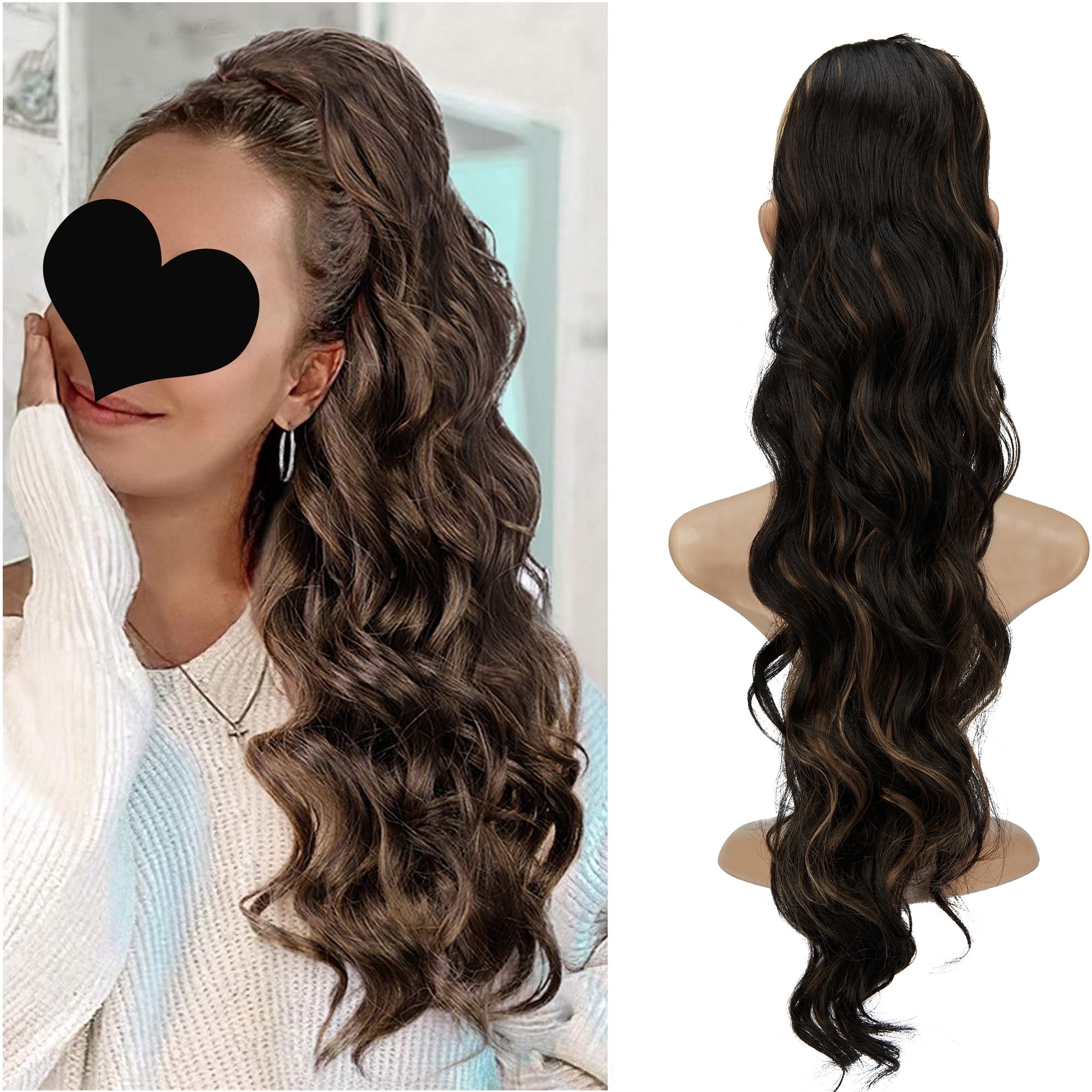Wave Ponytail Extension Clip in - 24 Inch Long Wavy Curly  display picture 3