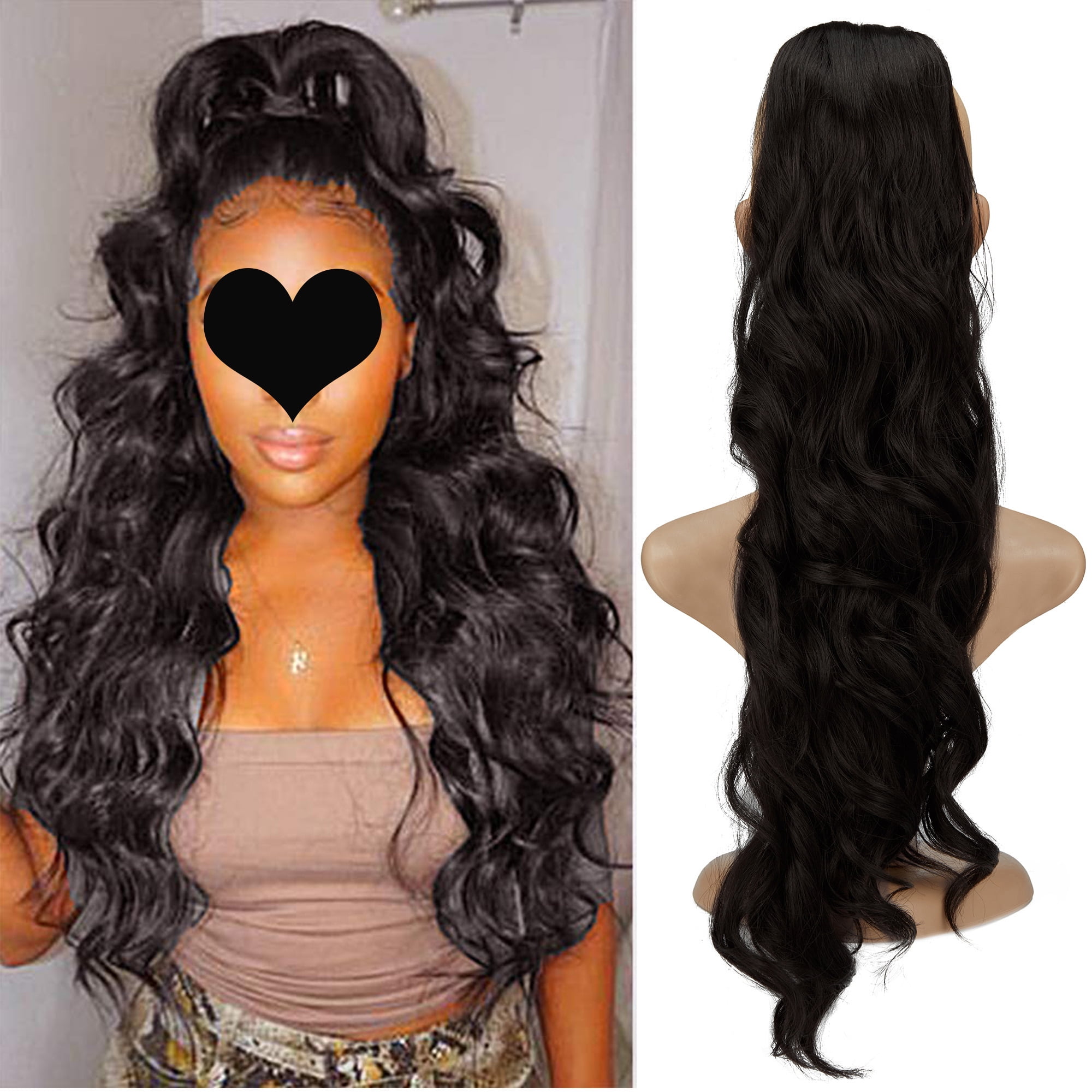 Wave Ponytail Extension Clip in - 24 Inch Long Wavy Curly  display picture 2