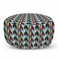 thumbnail image 1 of Wave Pouf Cover with Zipper, Colorful Geometric Abstract Classic Fashion Repeating Pattern of Zigzag Shapes Print, Soft Decorative Fabric Unstuffed Case, 30" W X 17.3" L, Multicolor, by Ambesonne, 1 of 5