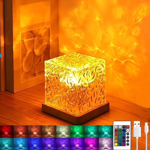 Wave Projector Light,16 Colors Mood Lighting Shower Lamp Cube Northern Lights Projector Night Light, Water  Lamp,Ambient Lighting with Remote for   Room Bathroom Bedroom Decor