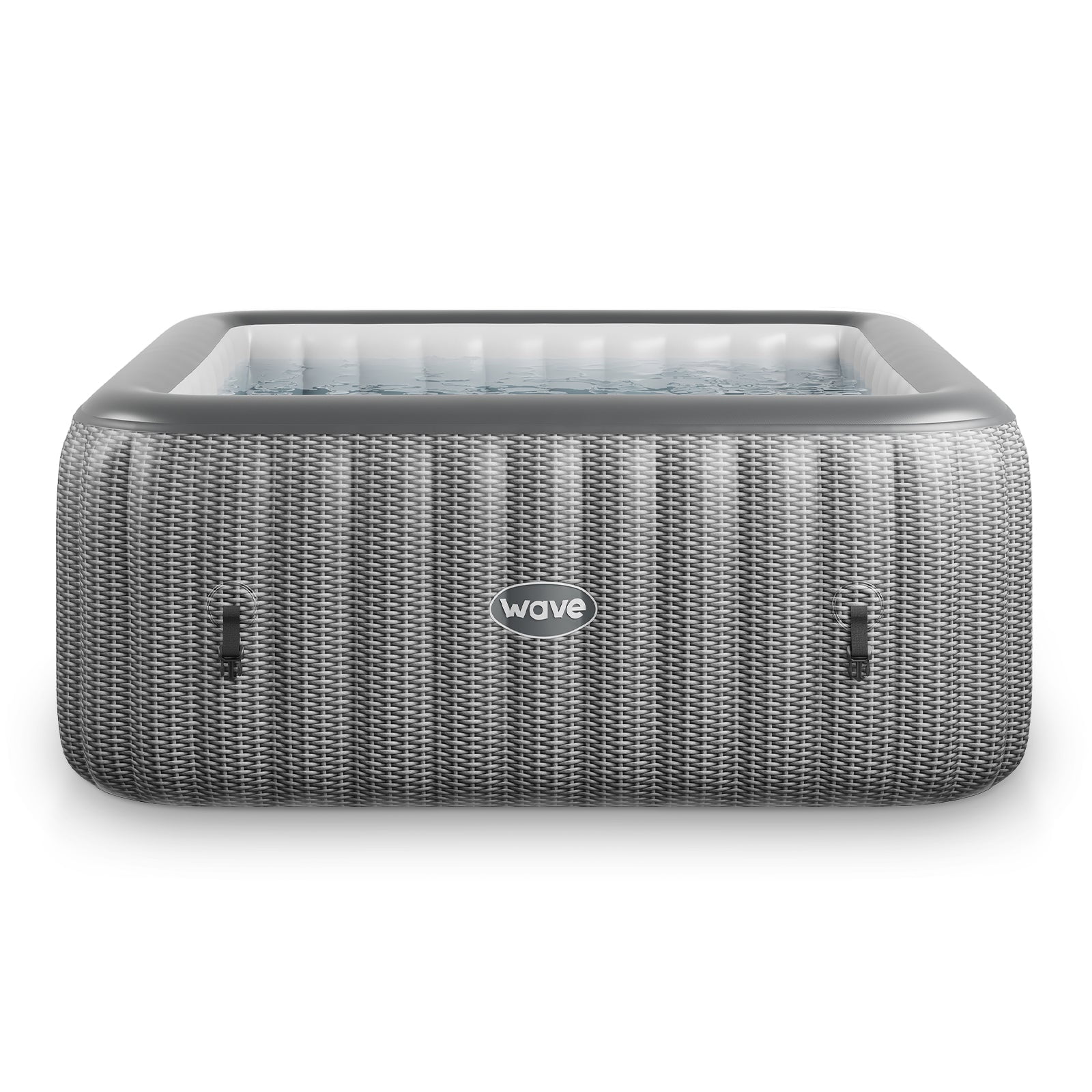 Wave Pacific 4-Person Square Inflatable Hot Tub | 110-Jet AquaJet, Heater | Gray Rattan