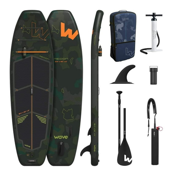 Wave Recon Inflatable Stand Up Paddleboard | Premium SUP with Anti-Air Leaking Design, Non-Slip Deck, and Complete Accessories | 10'4ft | Green