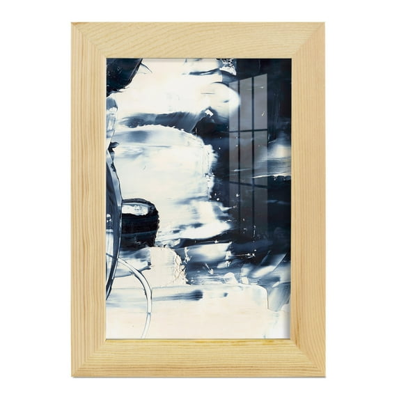 Wave Rider II -Framed Print w/glass-Natural Wood