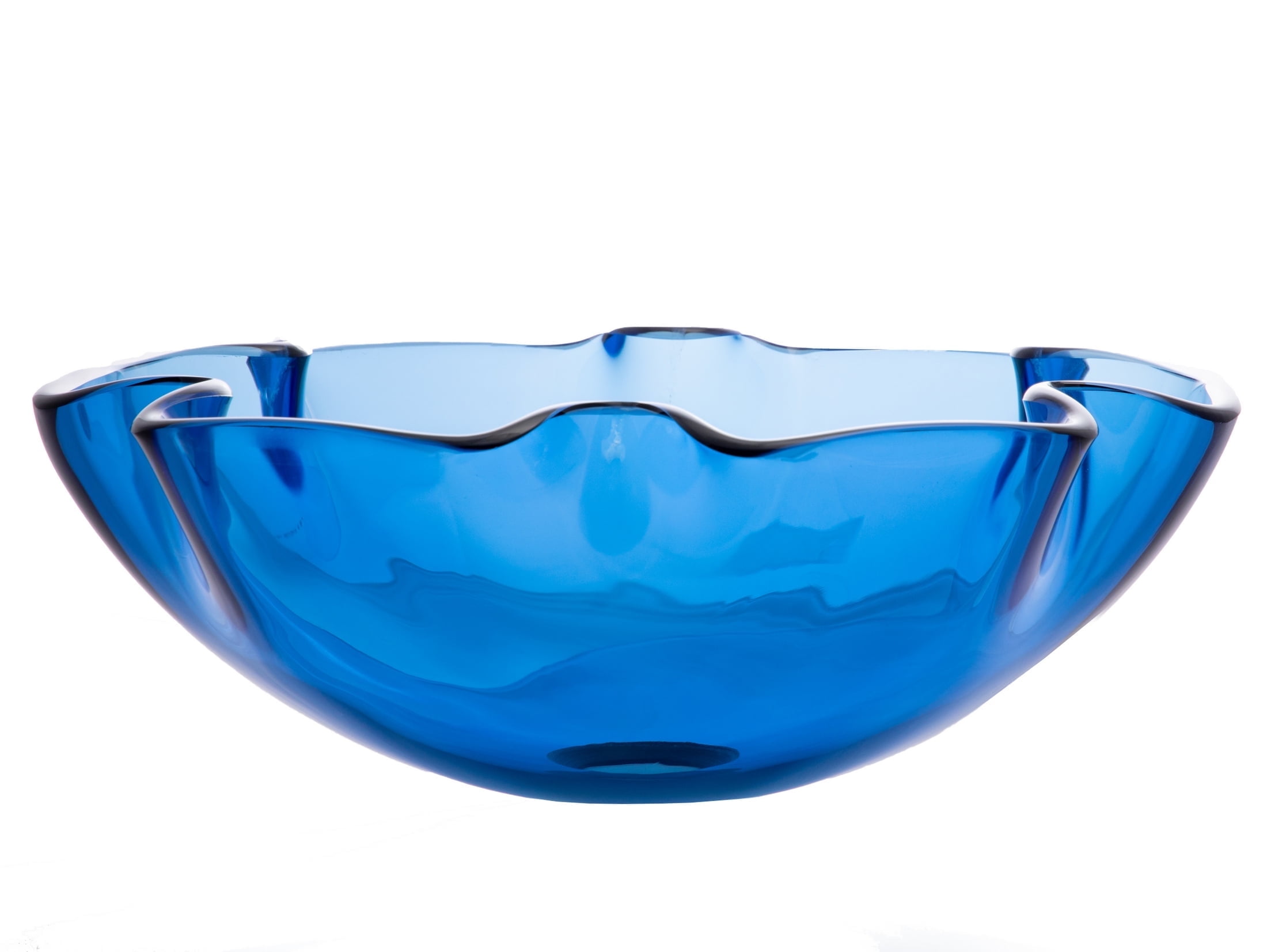 Eden Blue Wave Rim Tempered Glass Vessel Sink
