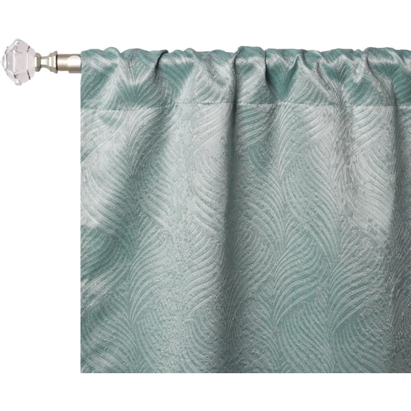 Wave Room Darkening Blackout Curtains, Sun Blocking Window Accents for Living Room, Bedroom, Kitchen, Modern Geometric Waves Design, Rod Pocket Header, Set of 2 Panels, 26" x 63", Teal