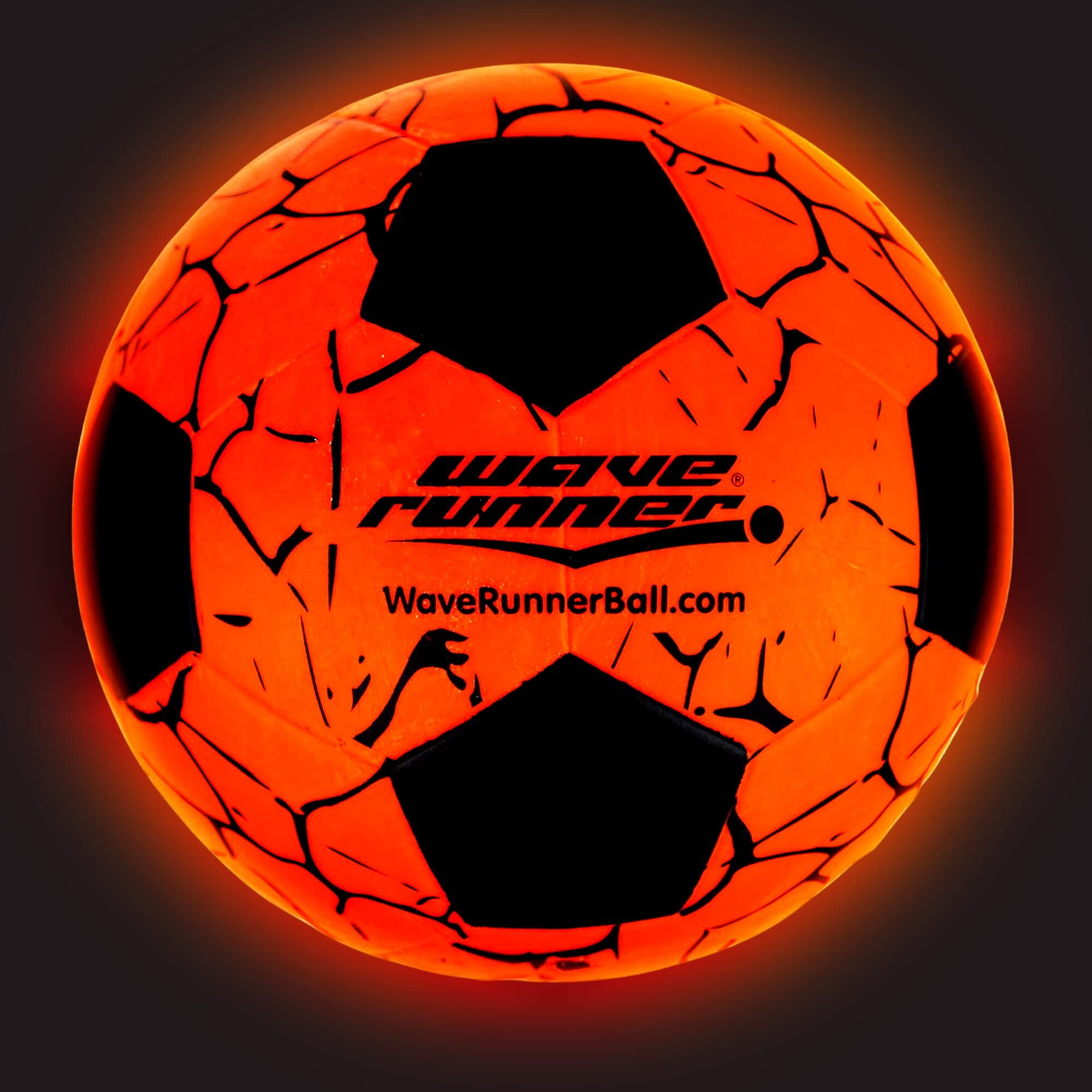 Wave Runner Glow in the Dark LED Light Up Soccer Ball - Official Size 5 with Pump and Pre-Installed Batteries