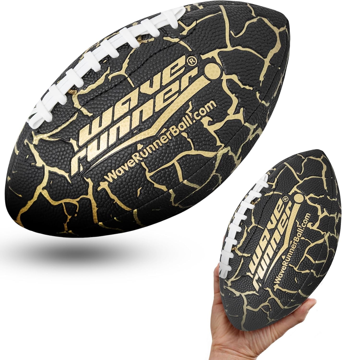 Wave Runner Grip It Waterproof Junior Size Football, 9.25-Inch, Durable Double-Laced, Ideal for Beach, Pool, and Outdoor Games Gold