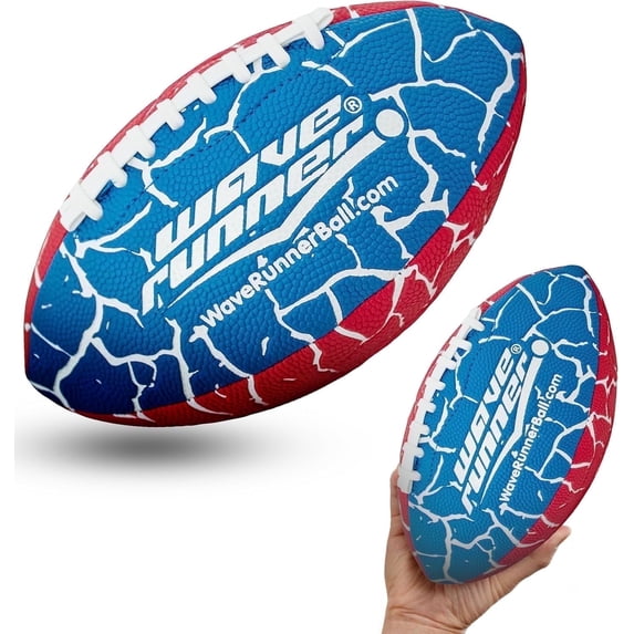 Wave Runner Grip It Waterproof Junior Size Football, 9.25-Inch, Durable Double-Laced, Ideal for Beach, Pool, and Outdoor Games Blue