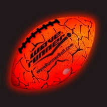 Wave Runner LED Light-Up Football - Glow in The Dark Football Games- Size 10.35 in. with Pump and Batteries Included | Great for Adults, Teens, Football Fans & Players (Orange W/Cracks)