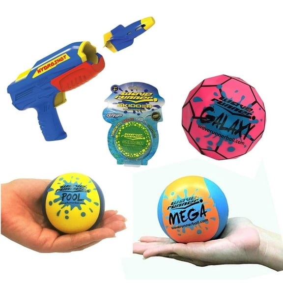 Wave Runner Pool Party Pack - Underwater Rocket Launcher, Water Skidders, Galaxy Ball, Mega Ball, Pool Ball