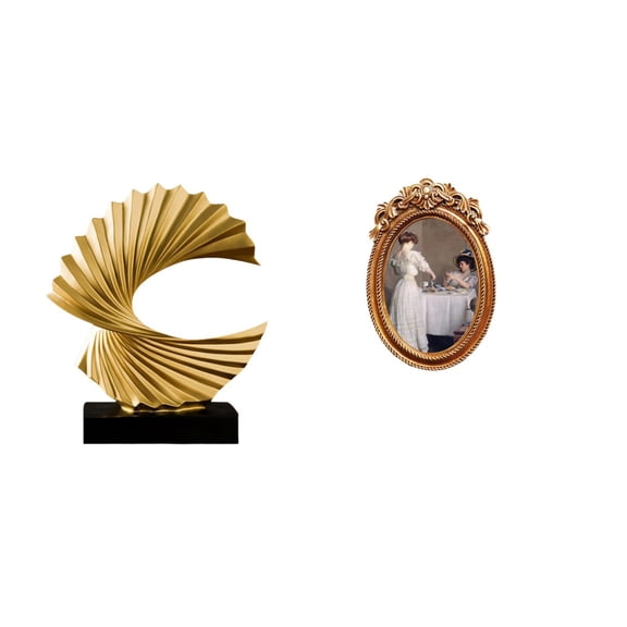 Wave Sculpture Abstract Statue Ornament Resin Material Gift for Bedroom Living Room Office Decoration Display