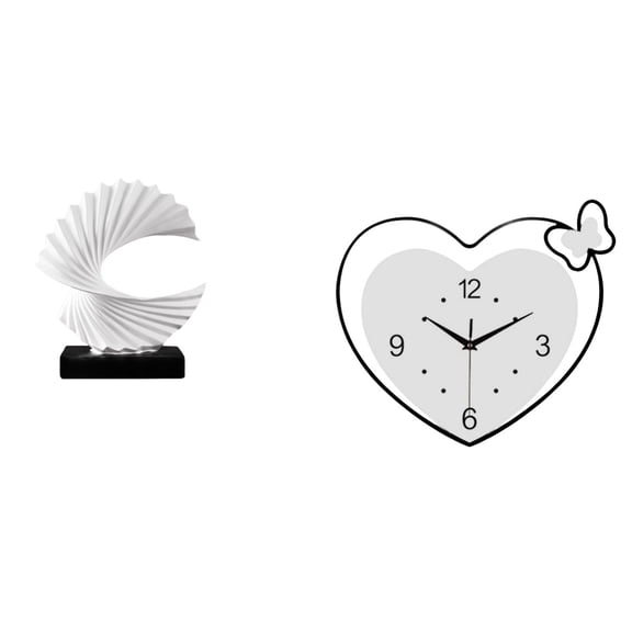 Wave Sculpture Abstract Statue Wall Clock Resin Craft Modern Gift for Bedroom Living Room Office Decor