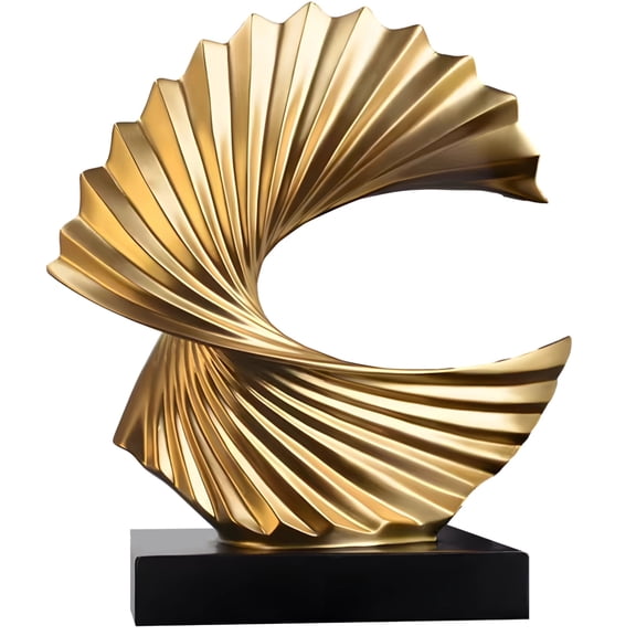 Wave Sculpture, Gold Art Sculpture for Decor, Modern Abstract Ocean Home Decor, Resin Contemporary Sculpture with Metallic Finish, Ocean Decor for Living Room Shelf or Entryway