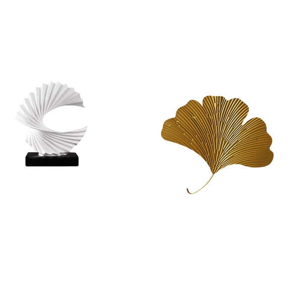 Wave Sculpture Leaf Wall Art Resin Ornament Modern Decor for Living Room Bedroom Office Home Display
