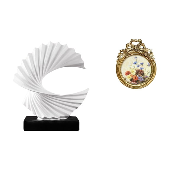 Wave Sculpture Modern Gift Ornate Photo Frame Resin Craftwork for Bedroom Office or Wedding Display