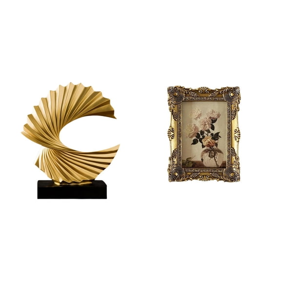 Wave Sculpture Ornate Frame Figurine Resin Material for Office Desk Wedding Gift Home Decoration