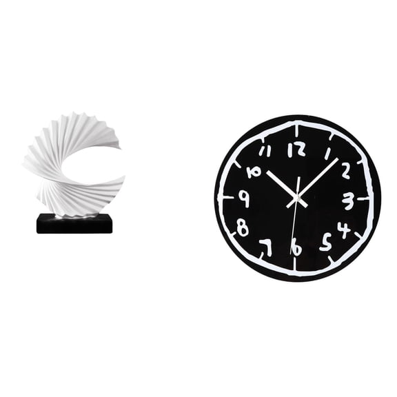 Wave Sculpture Wall Clock Figurine Acrylic Resin Material Modern Abstract Art for Bedroom Living Room Office Decor