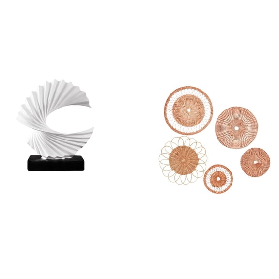 Wave Sculpture Wall Decor Rattan Ornament Resin Material Modern Gift for Bedroom Living Room Tea Room