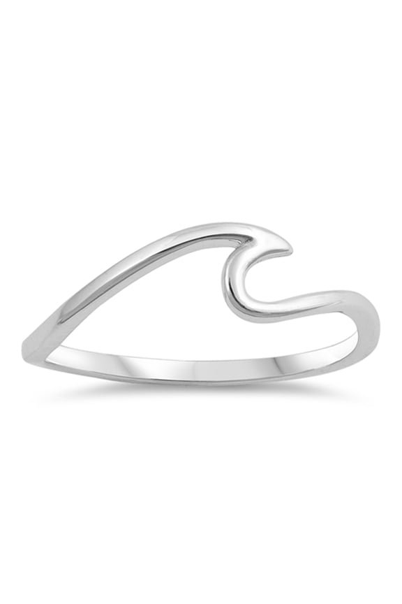 Wave Sea Ocean Thin Swirl Thumb Ring .925 Sterling Silver Band Jewelry Female Male Unisex Size 8