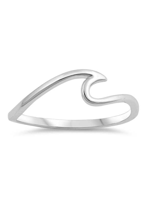 Wave Sea Ocean Thin Swirl Thumb Ring .925 Sterling Silver Band Jewelry Female Male Unisex Size 9