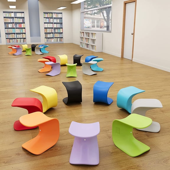 Wave Seat, 18in - 19.6in Seat Height, Perch Stool, Lime Green, 2-Pack