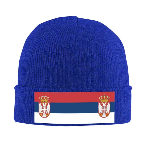 Wave Serbian Flag Beanie Hat Men Women Warm Printed Cap Knit Beanies Hats Outdoor Winter Blue