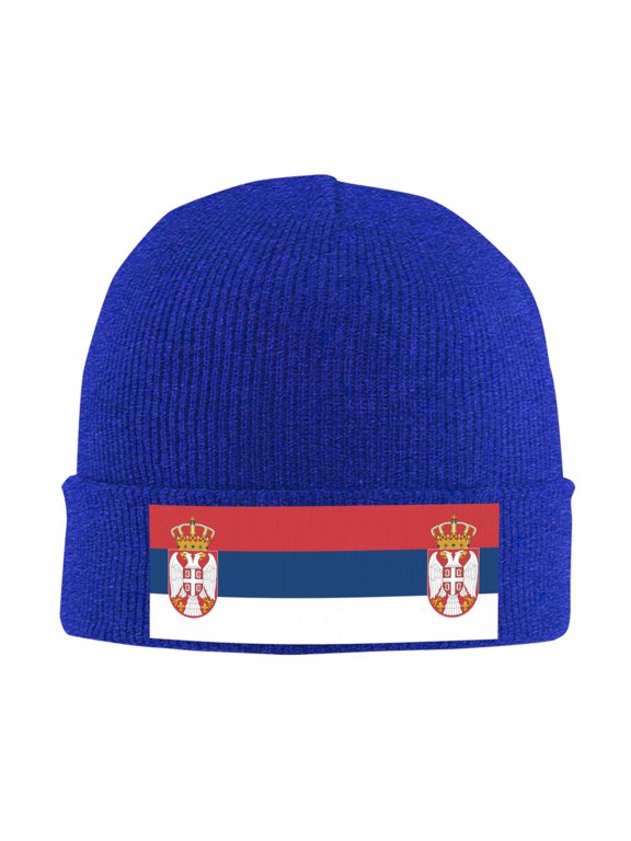 Wave Serbian Flag Beanie Hat Men Women Warm Printed Cap Knit Beanies Hats Outdoor Winter Blue